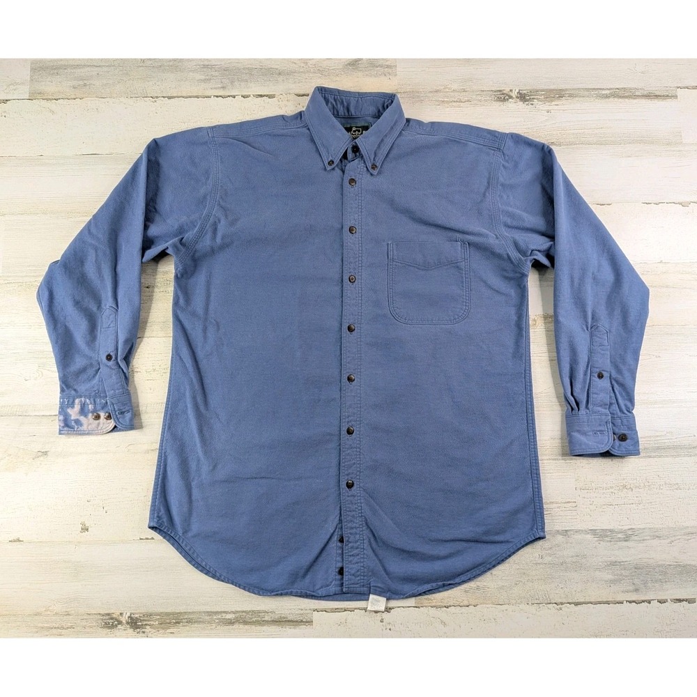 Vintage Woolrich Shirt Mens Medium Cotton Blue Chamois Flannel USA Made